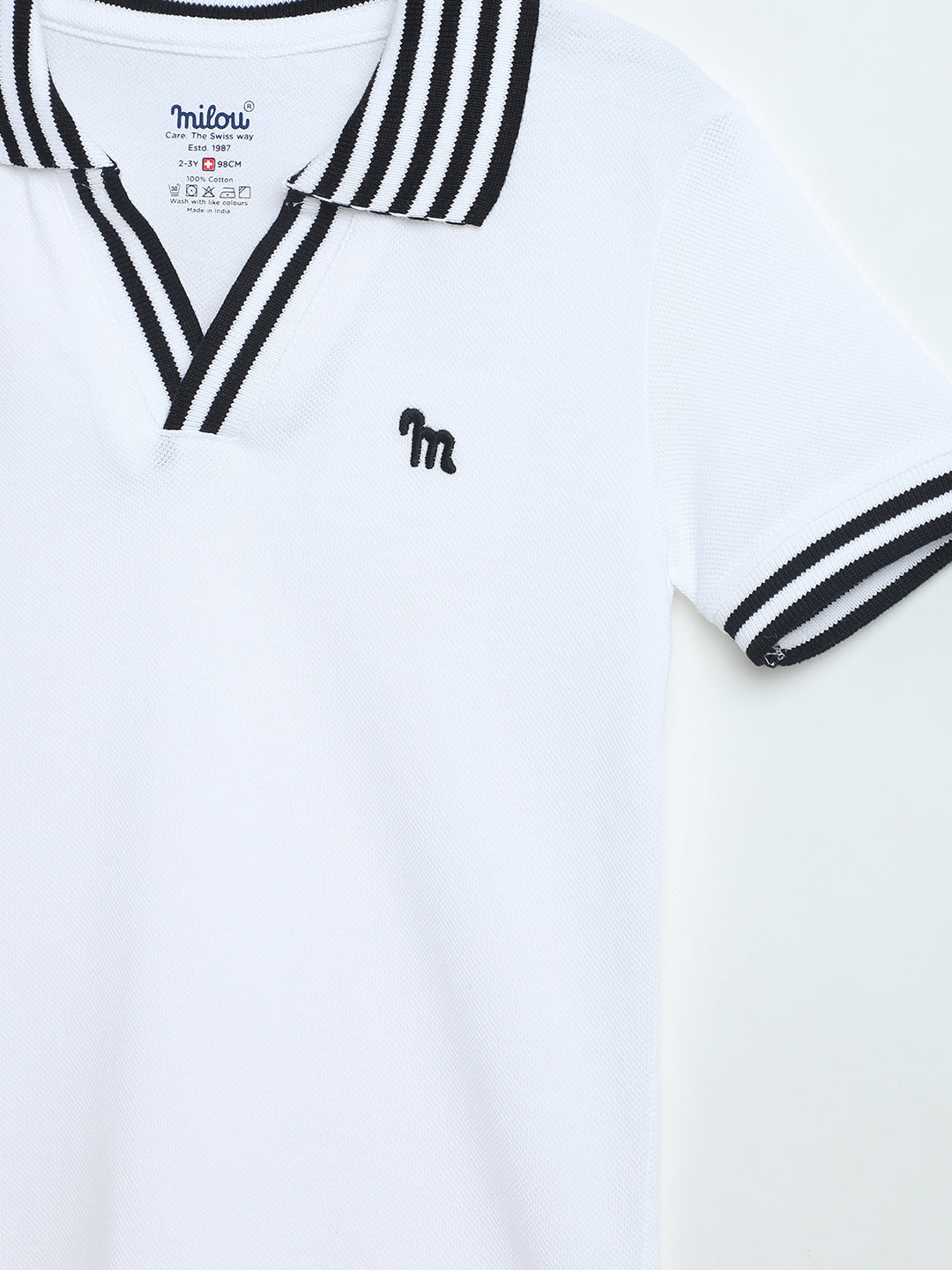 Milou Boys White Pique Polo T-Shirt