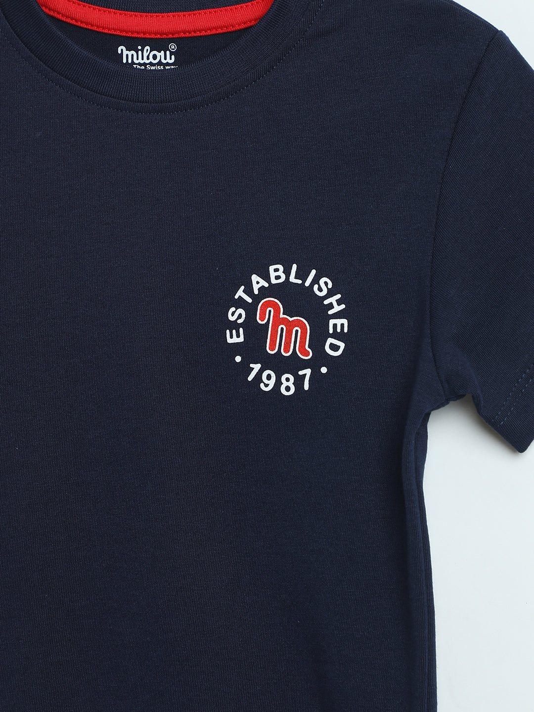 Milou Kids Boys Cotton Graphic T-Shirt Navy Blue