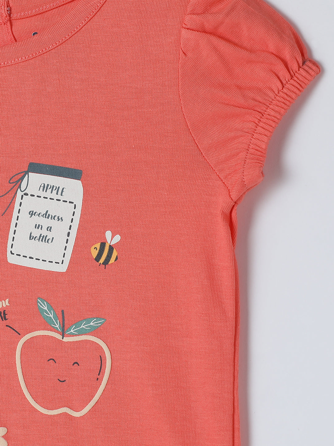 Milou Kids Cotton Half Sleeves Printed Bio Washed T-Shirt for Girls -Pink