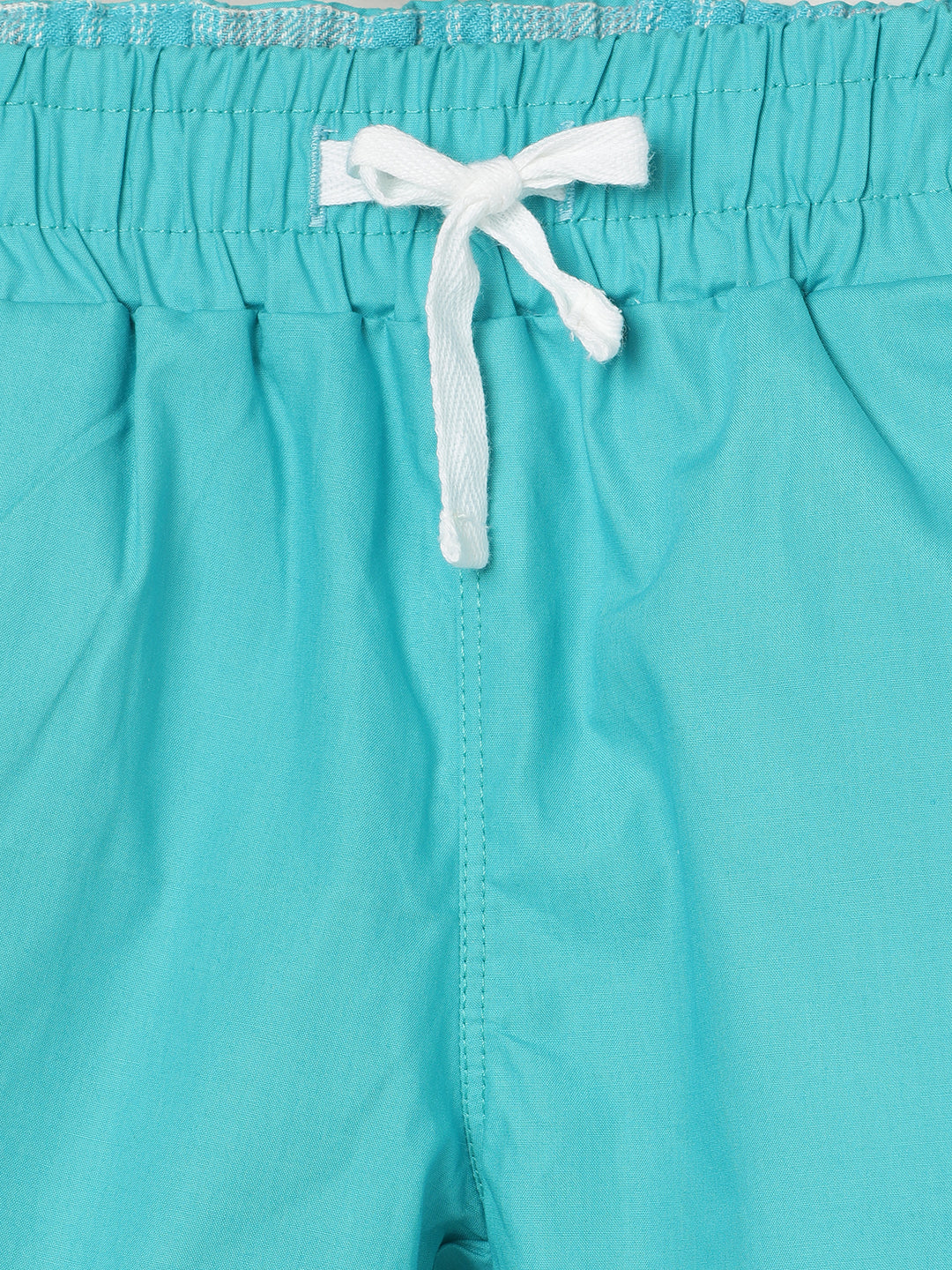 Milou Kids Cotton Solid Bio Washed Boys Shorts for Boys -Blue