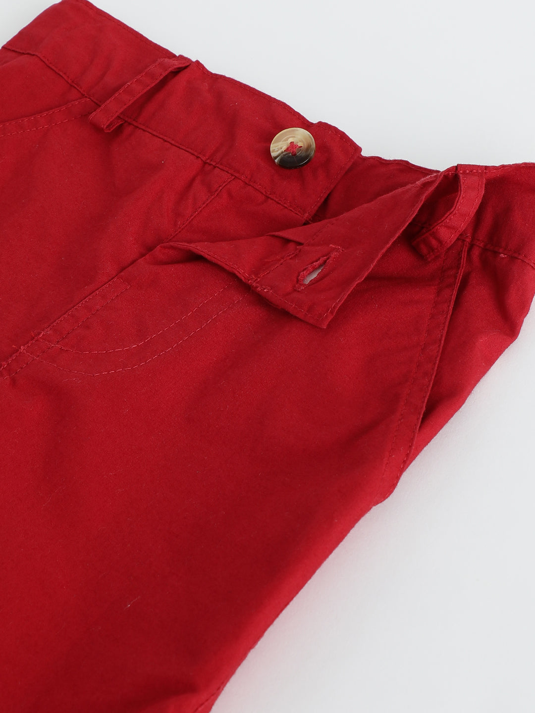Milou Kids Cotton Solid Bio Washed red Coloured woven Shorts for Boys -TBNCSH062-RD