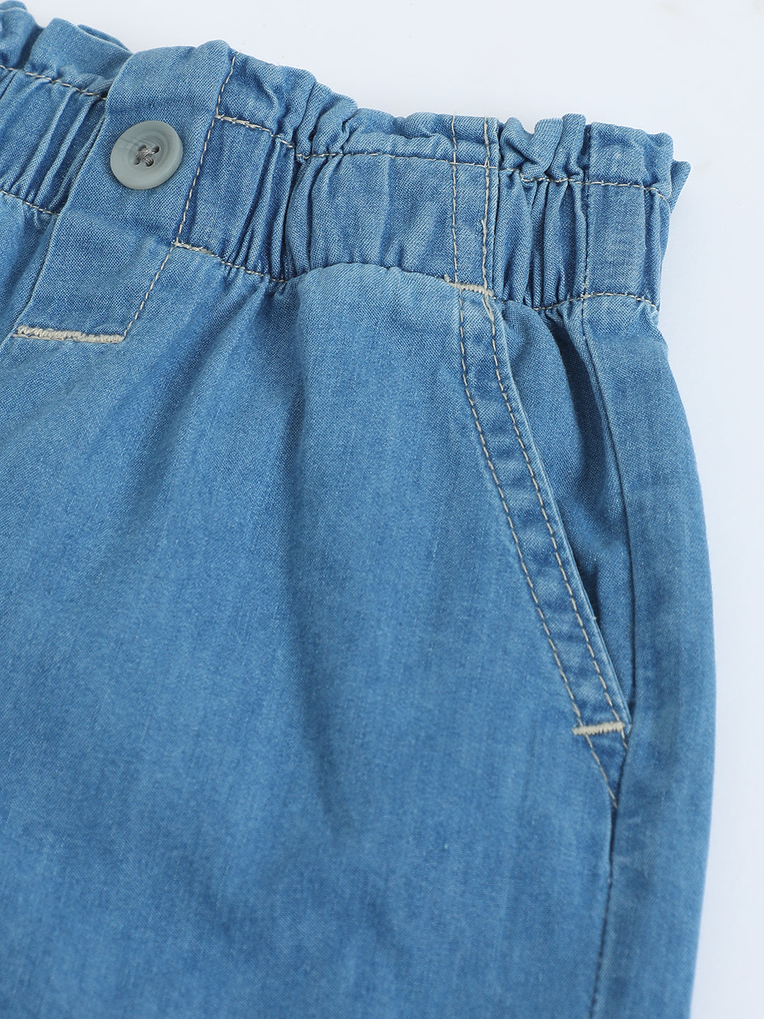 Girls Light Blue Denim Shorts | Soft Cotton Kids Shorts | Milou