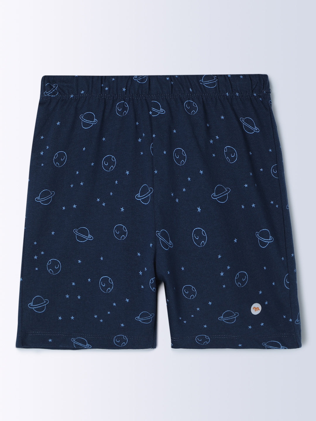 Milou Cotton Half Sleeves Bio Washed Printed Homewear T-Shirt And Shorts Set - Navy