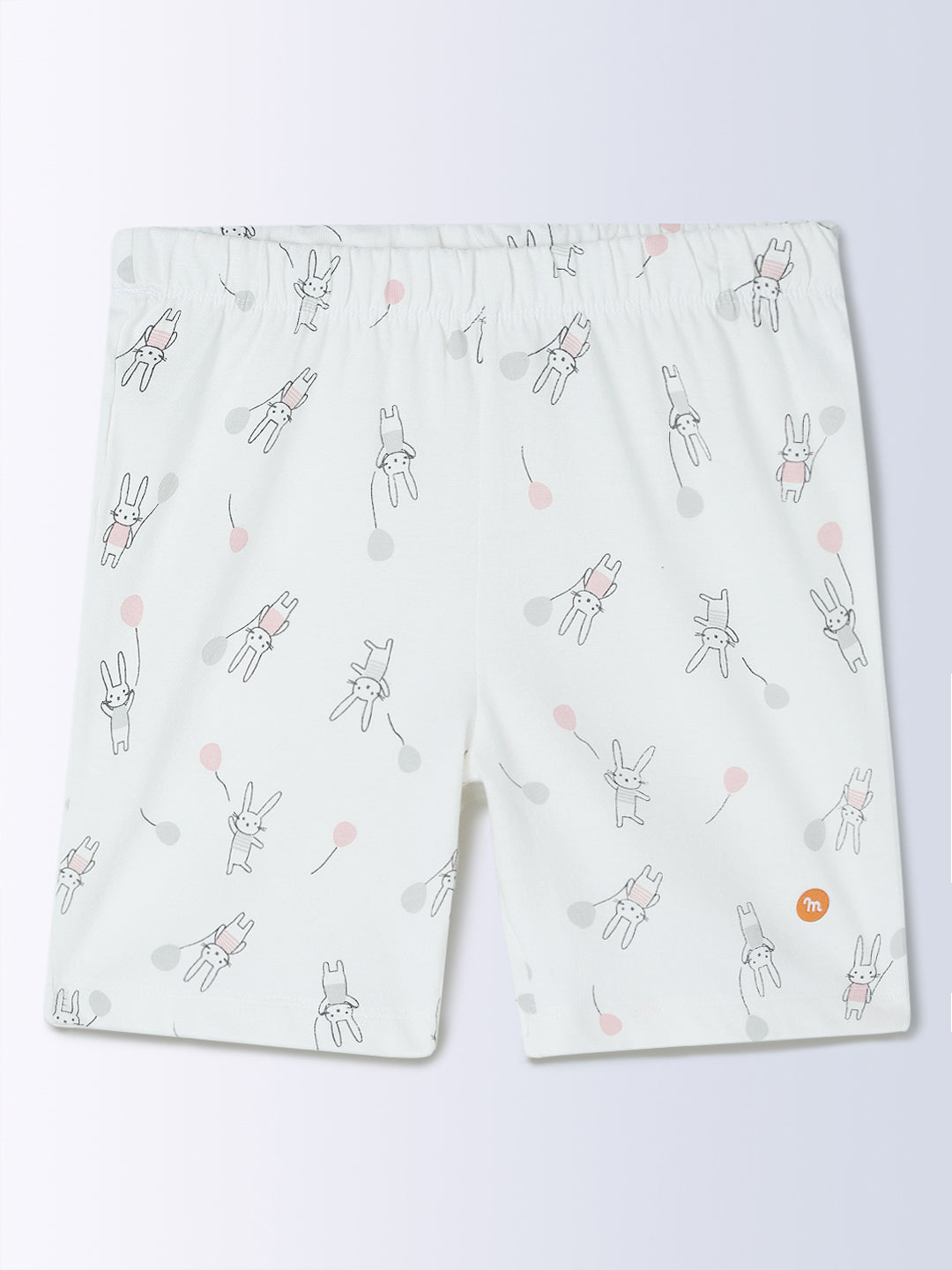 Milou Cotton Bio Washed Printed Short Sleeve Homewear T-Shirt And Pajama Set -Off White