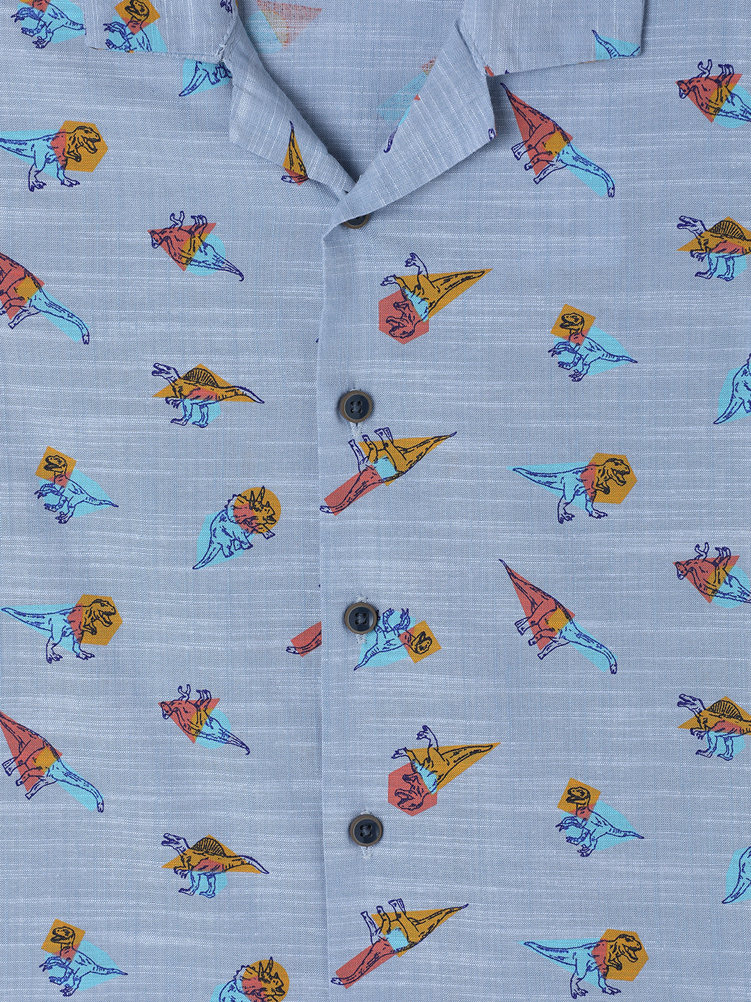 Milou Kids Cotton Half Sleeves All Over Printed Bio Washed Shirt for Boys -Blue
