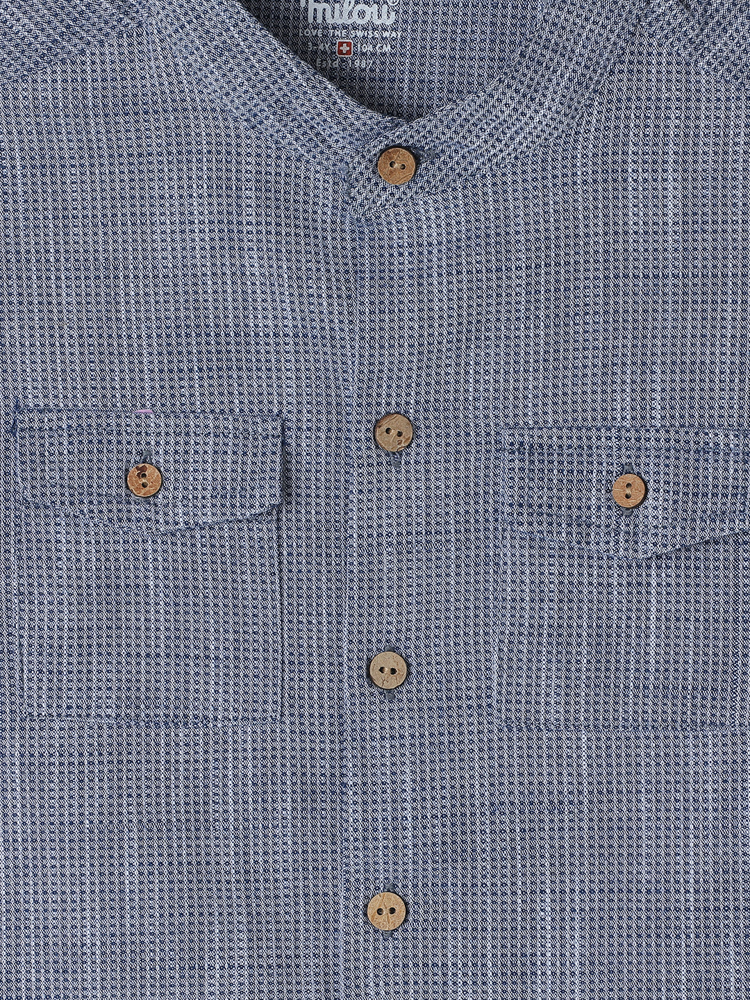 Milou Kids Cotton Full Sleeves Printed Bio Washed Shirt for Boys -Navy Blue