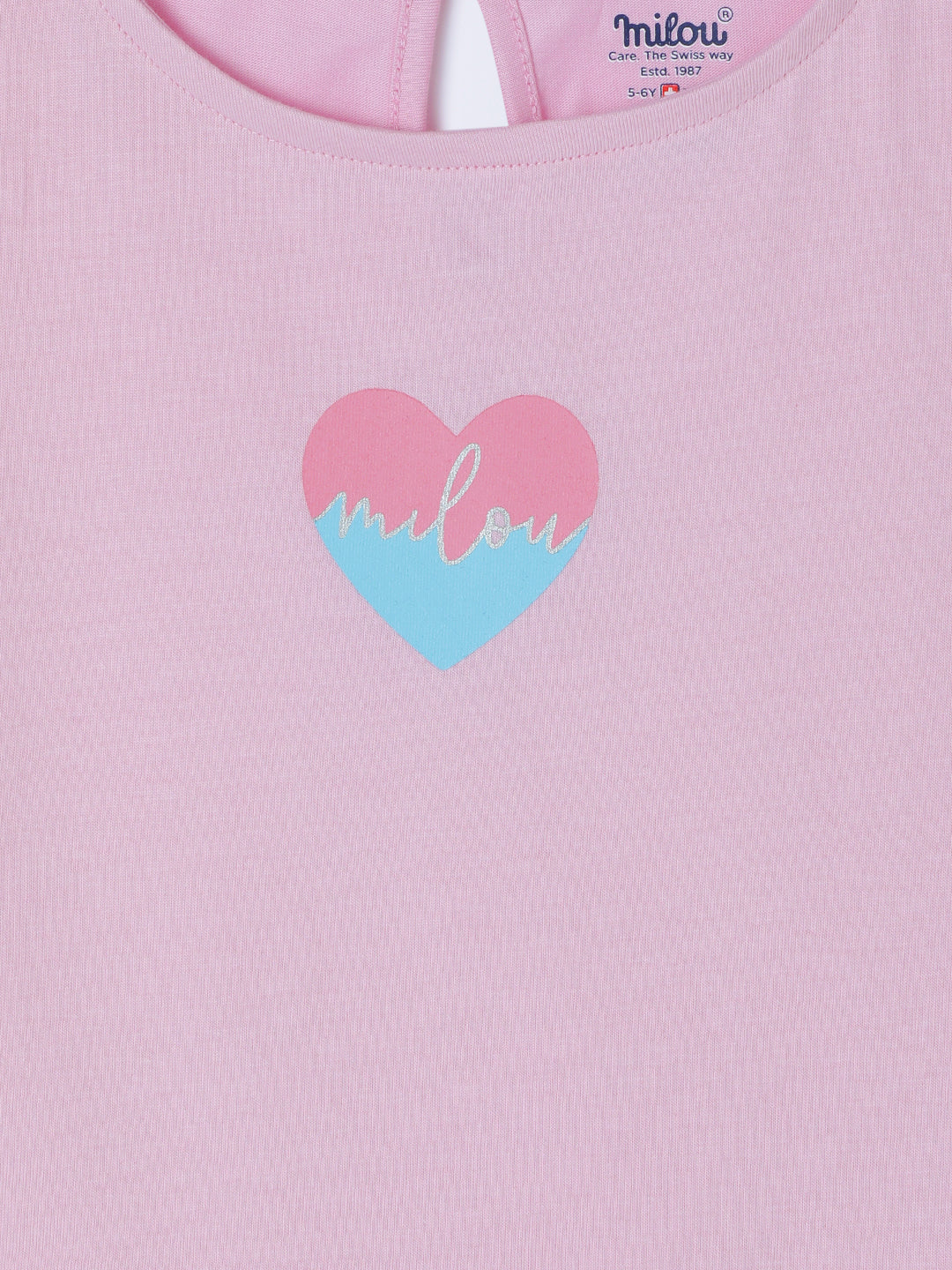 Milou Cotton Frilled Half Sleeves Bio Washed Placement Printed Top - Pink