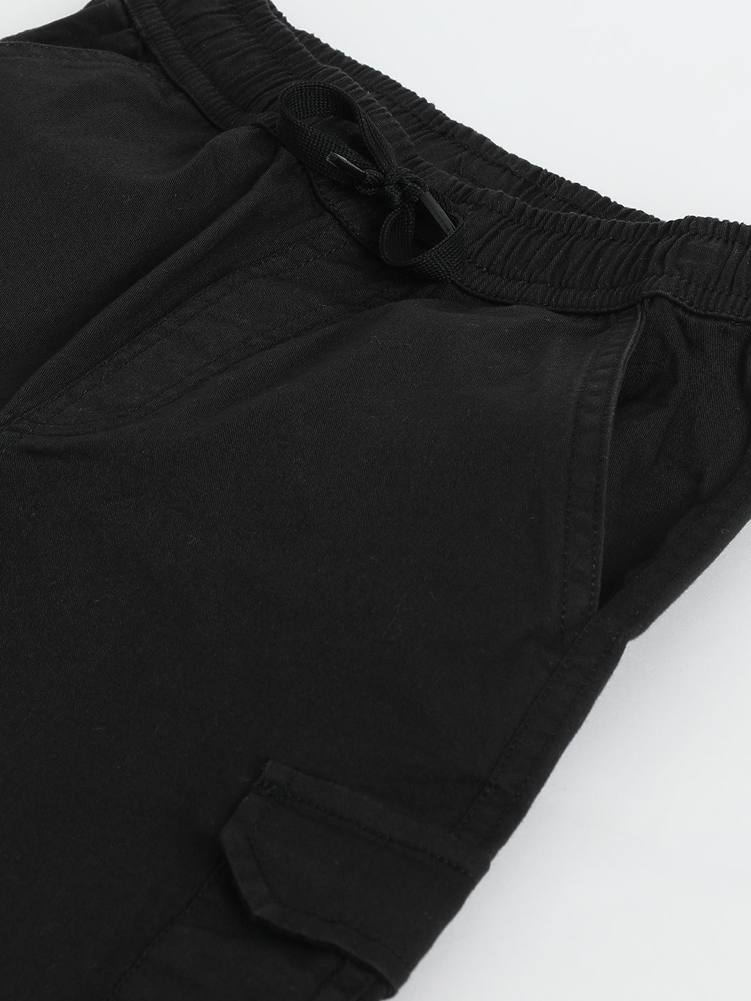 Milou Kids Cotton Solid Bio Washed Black Coloured woven Shorts for Boys -TBNCSH064-BK
