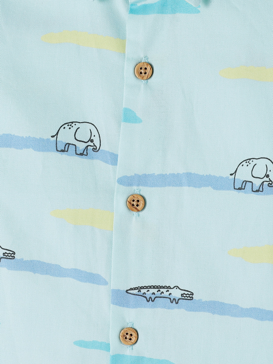 Milou Kids Cotton Bio Washed Half Sleeve Printed Shirt for Boys - Light Green