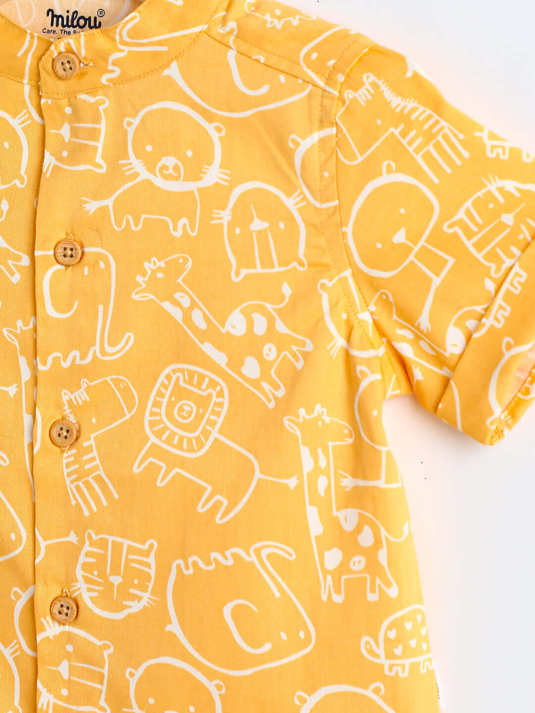 Milou Boys Bio-Washed Top & Shorts Co-ord Set Yellow