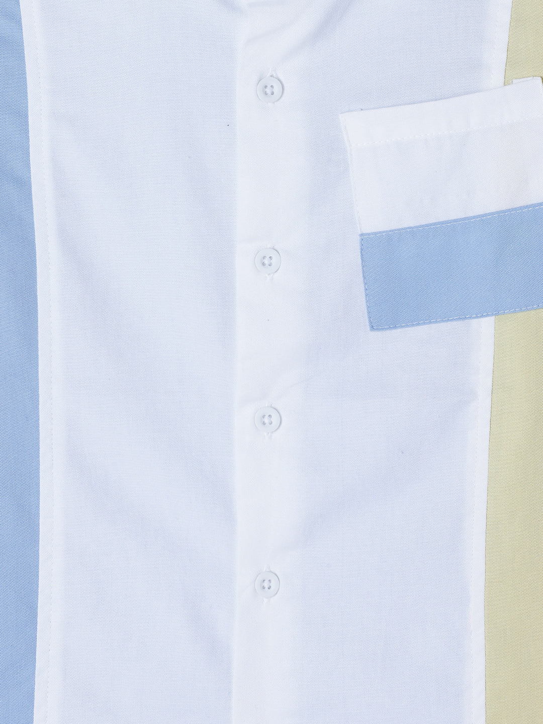 Milou Kids Cotton Bio Washed Half Sleeve Triple Coloured Shirt for Boys - White