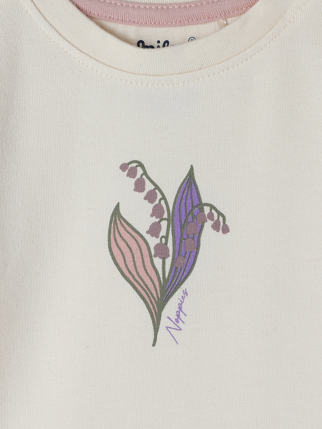 Milou Kids Cotton Full Sleeve Bio Washed T-Shirt for Girls - Off-White