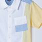 Milou Boys Half Sleeve Triple Colour Shirt Blue & Yellow
