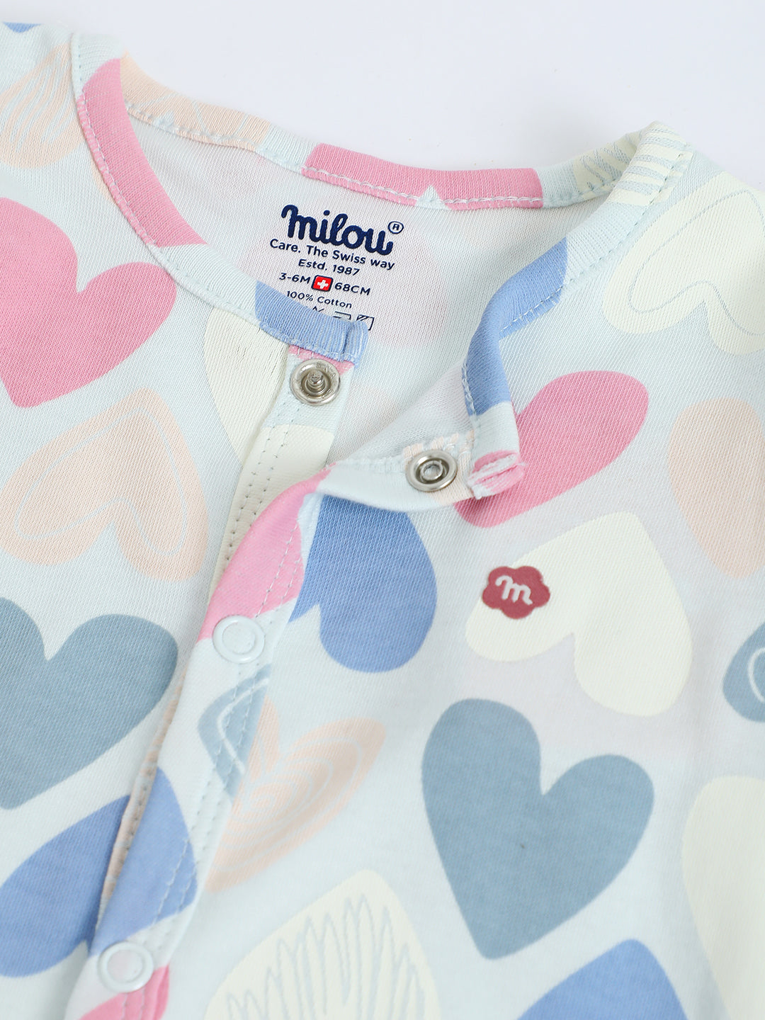 Milou Infant Girls Heart Print Bodysuit White