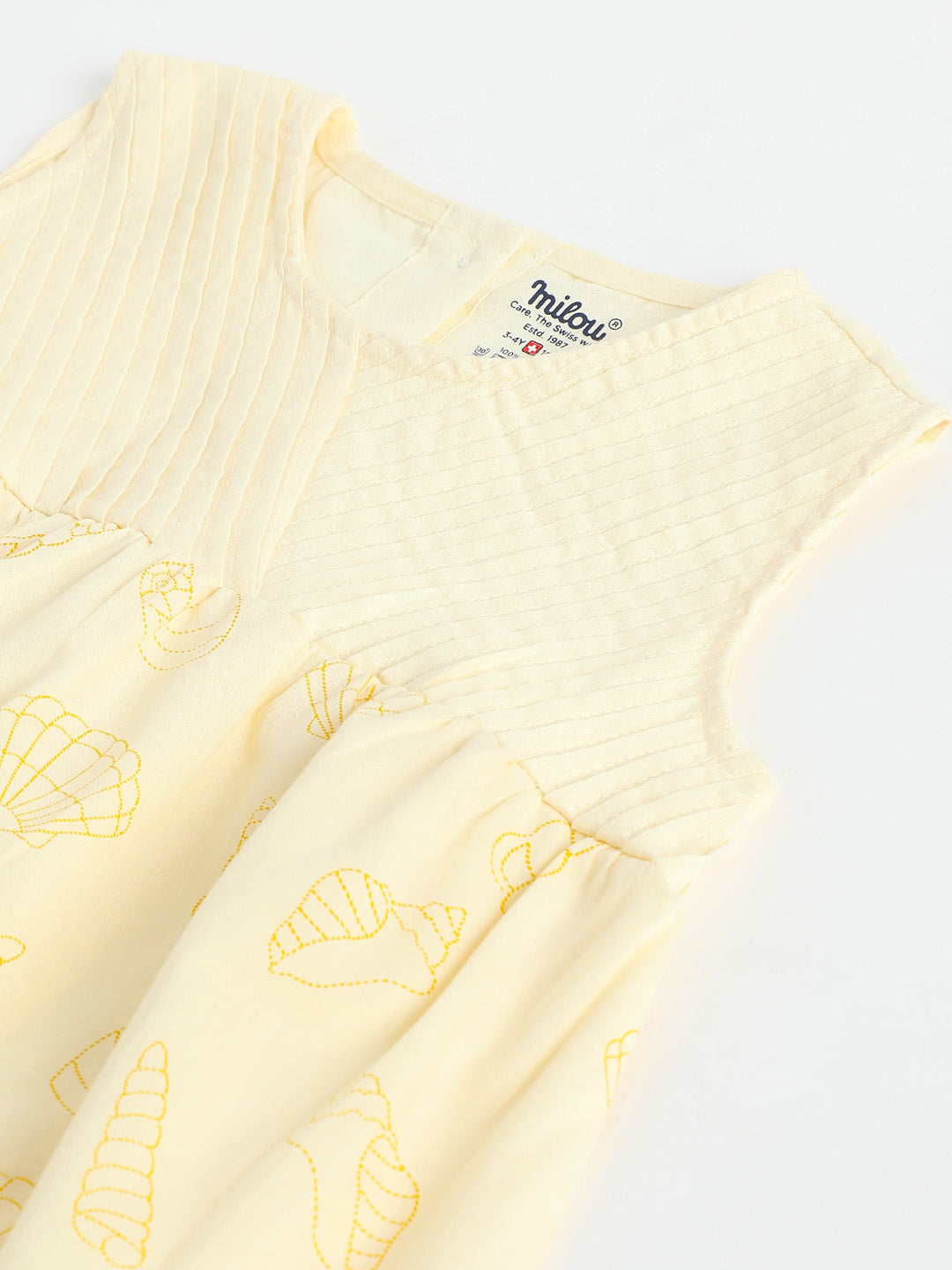 Milou Girls Pastel Yellow Cotton Dress