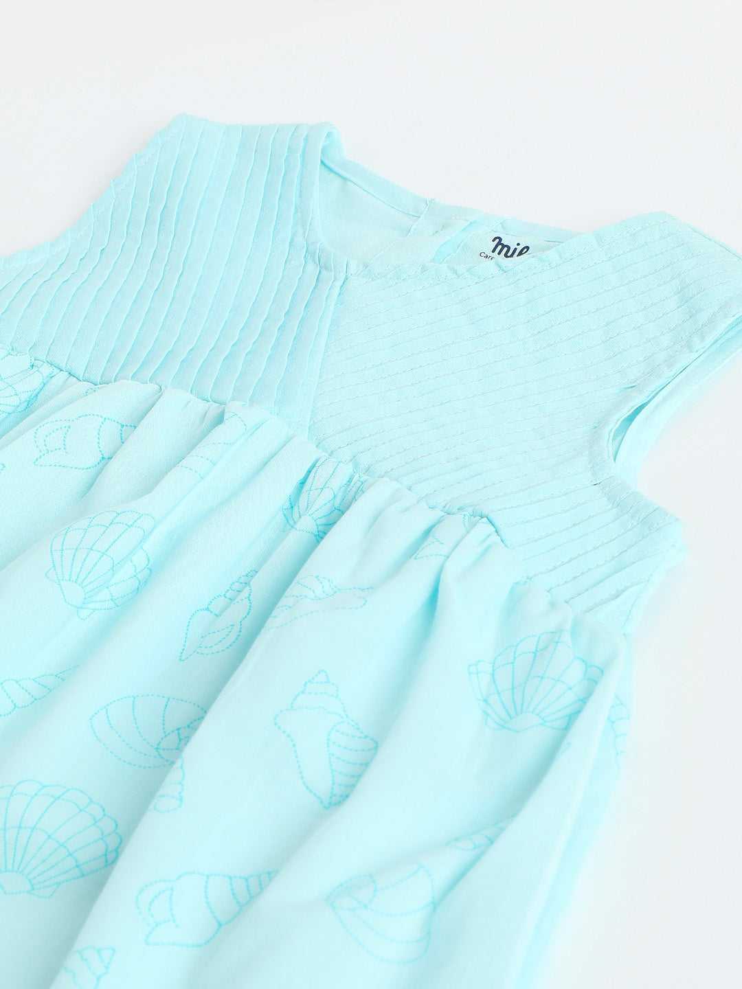 Girls Aqua Cotton Dress | Toddler Sleeveless A-Line Dress | Milou Kids