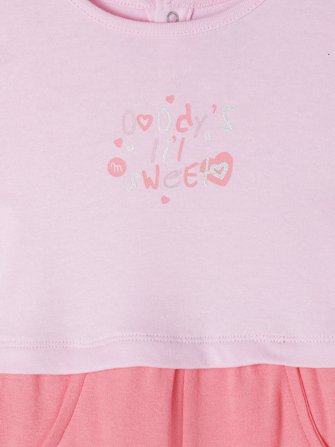 Milou Kids Cotton Bio Washed Printed Romper for Girls - Pink