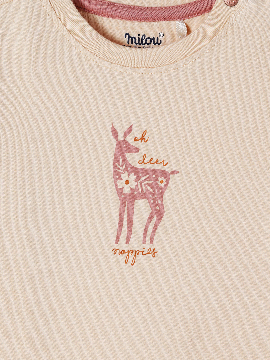 Milou Kids Cotton Bio Washed Full Sleeve Printed T-Shirt for Girls - Light Brown