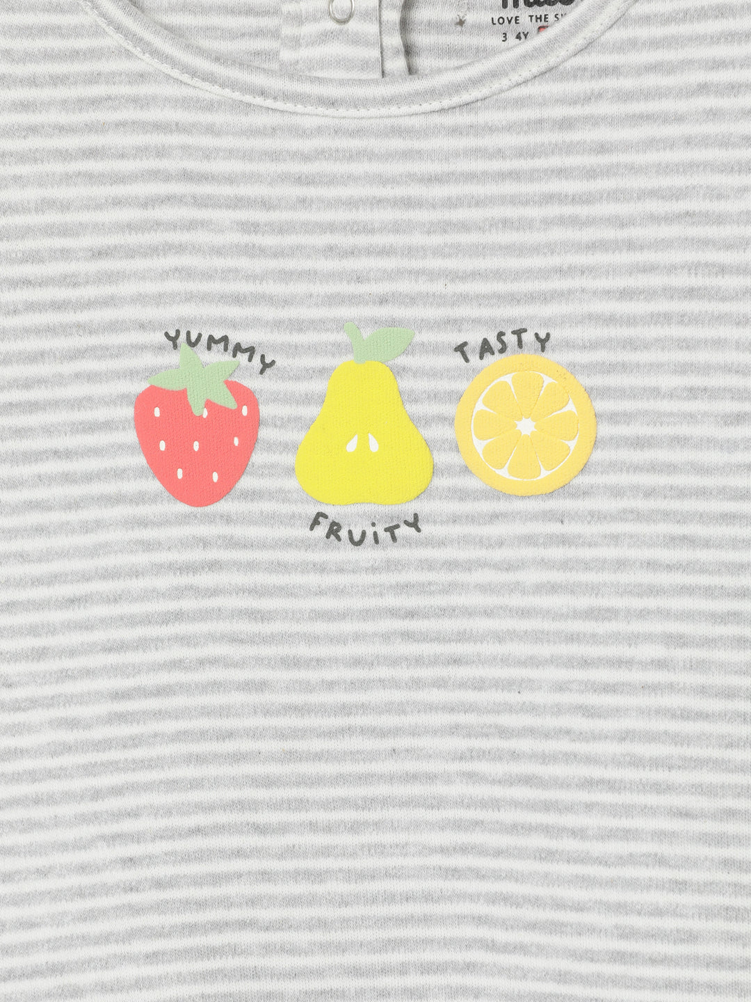 Milou Kids Cotton Bio Washed Striped Printed T-Shirt for Girls -Y/D Stripes