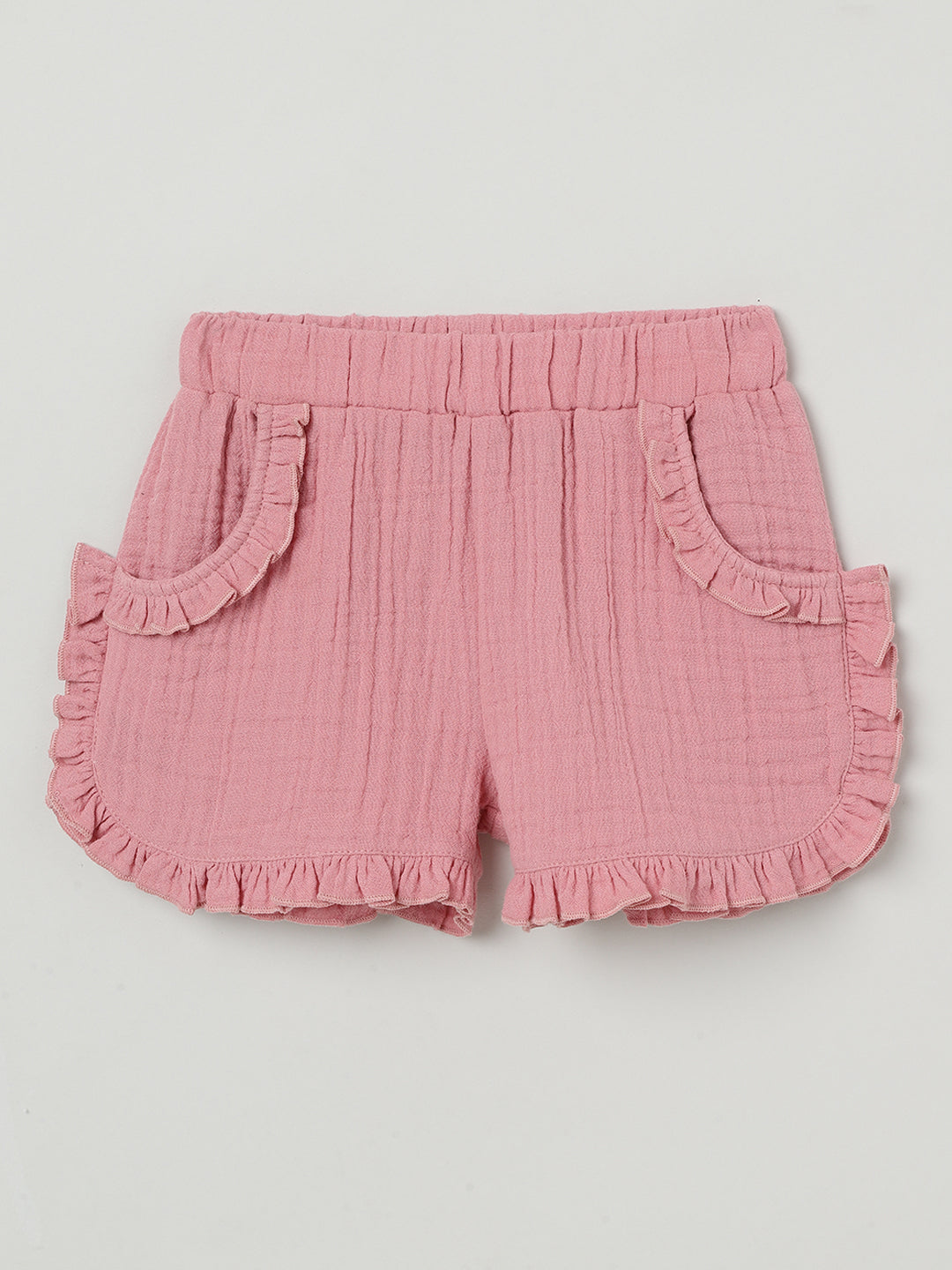 Milou Girls Flared Top & Shorts Co-ord Set Pink Set