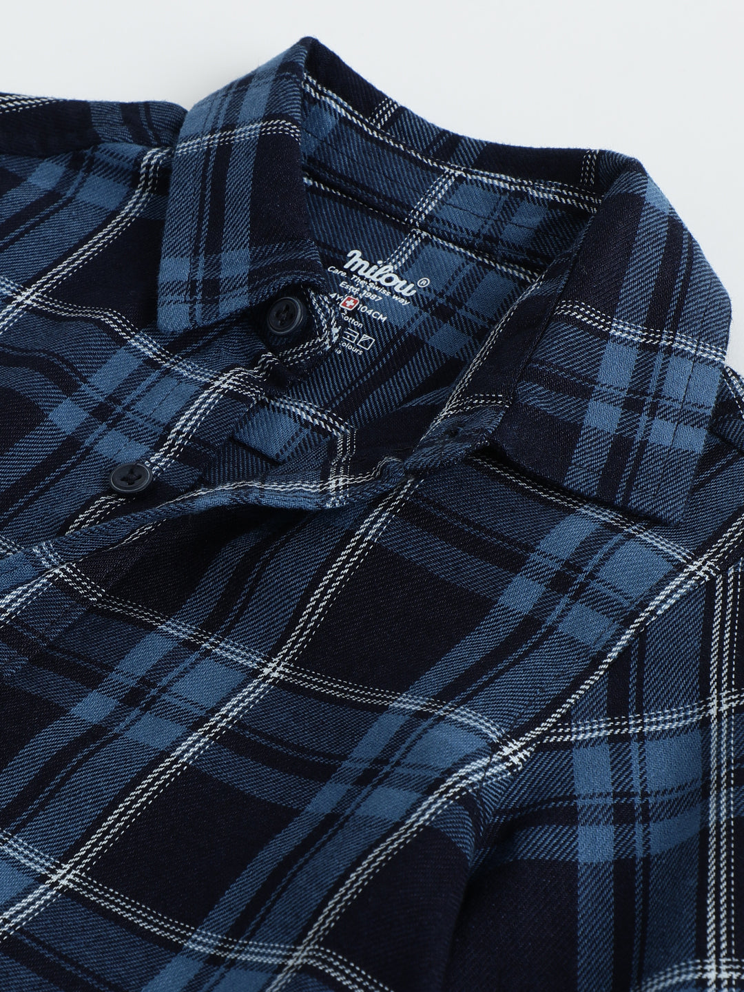 Milou Boys Full Sleeve Checked Bio-Washed Shirt Blue Check