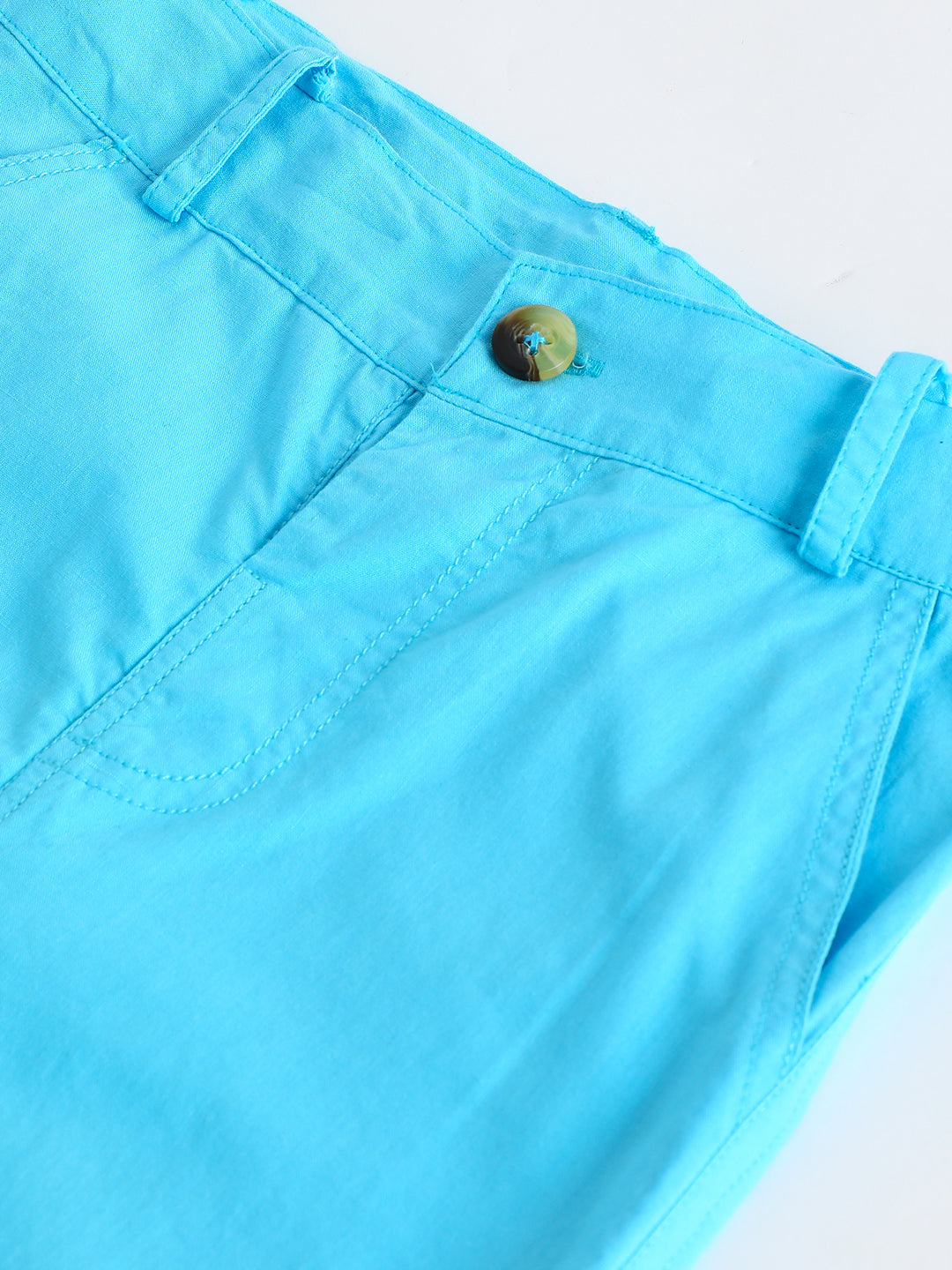 Milou Kids Cotton Solid Bio Washed turq blue Coloured woven Shorts for Boys -TBNCSH062-TQBL