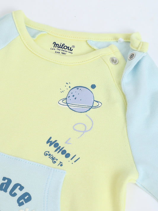 Milou Infant Unisex Bio-Washed Bodysuit Yellow & Blue