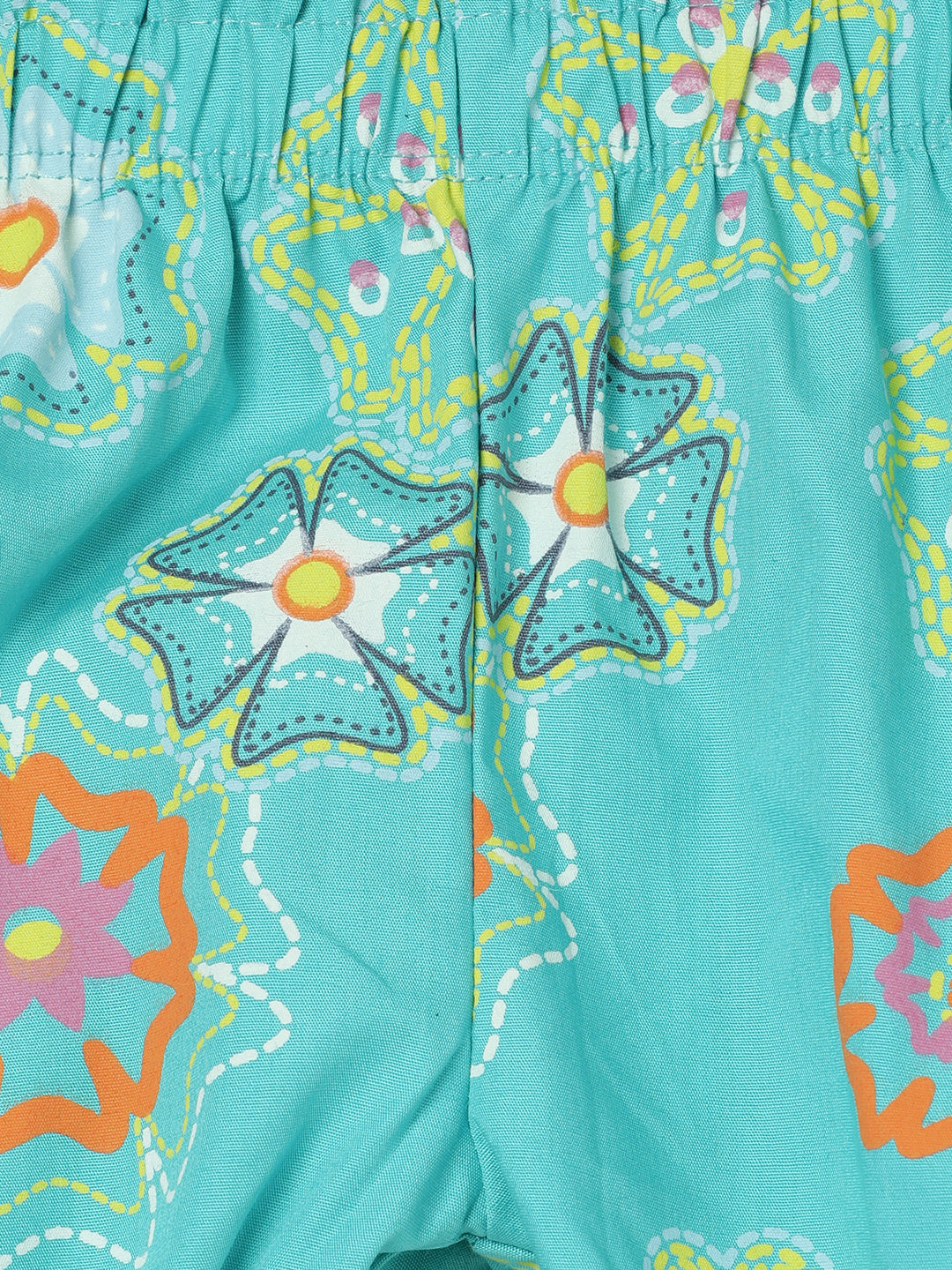 Milou Kids Cotton Bio Washed Printed Girls Shorts for Girls -Teal