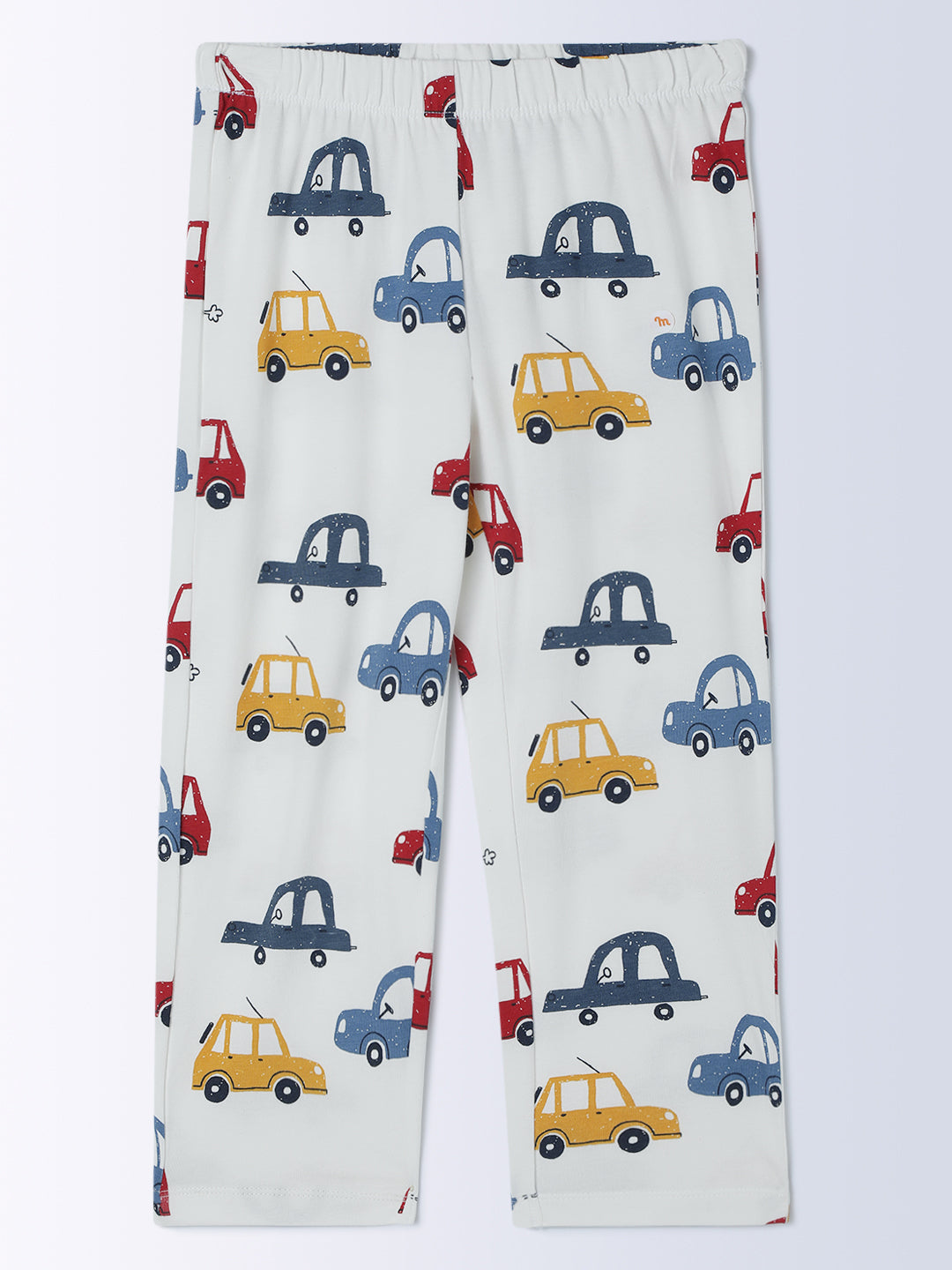 Milou Cotton Half Sleeves Bio Washed Printed Homewear T-Shirt And Pajama Set - White