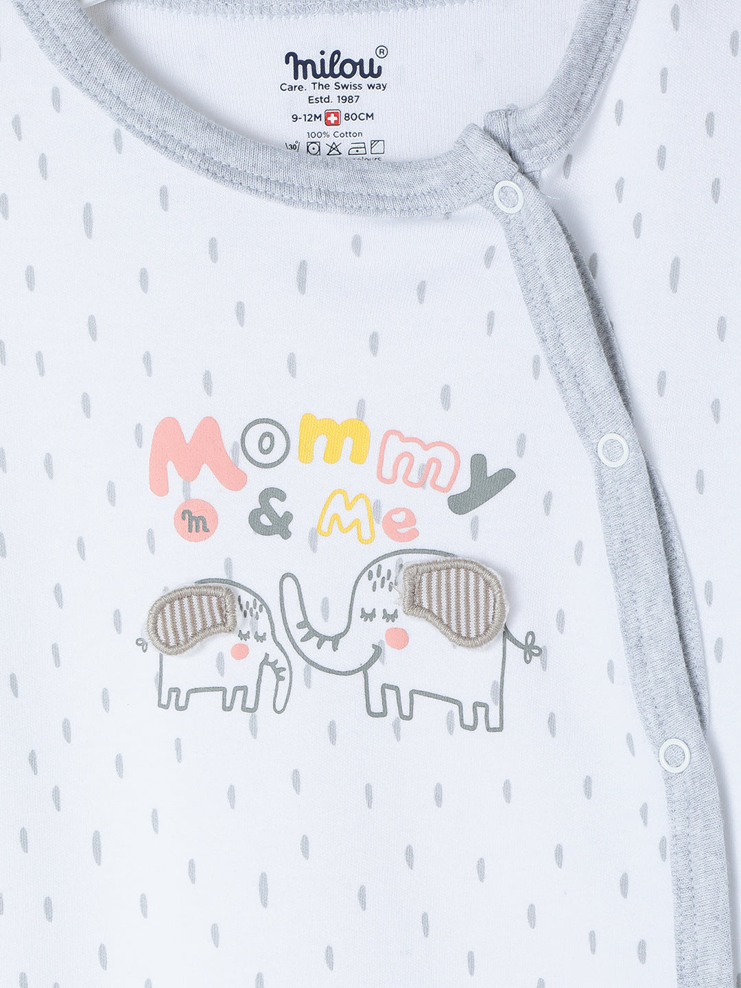 Milou Cotton Full Sleeves Bio Washed Infant Bodysuit - White