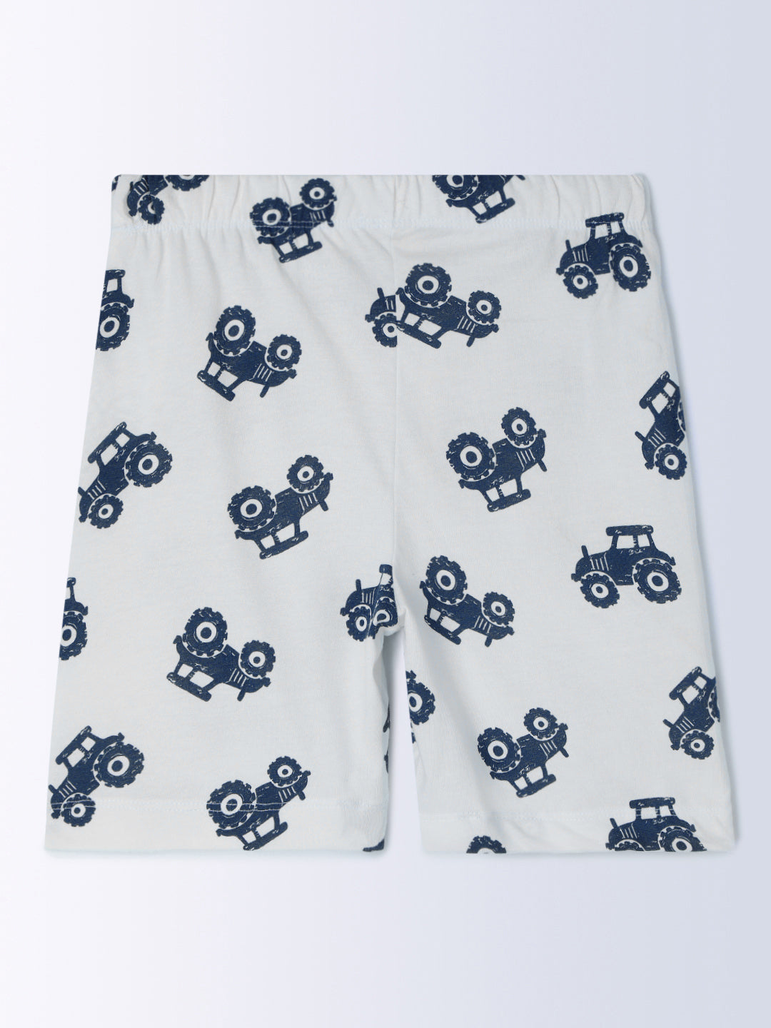 Milou Cotton Half Sleeves Bio Washed Printed Homewear T-Shirt And Shorts Set - White