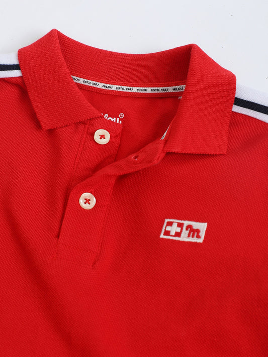 Crimson Piqué Polo T-Shirt | Boys Classic Cotton | Milou Kids