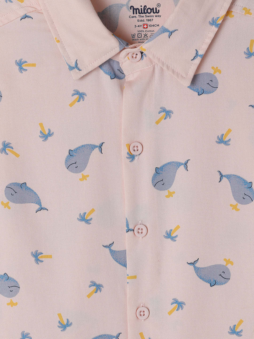 Milou Kids Cotton Half Sleeves All Over Printed Bio Washed Shirt for Boys -Pink