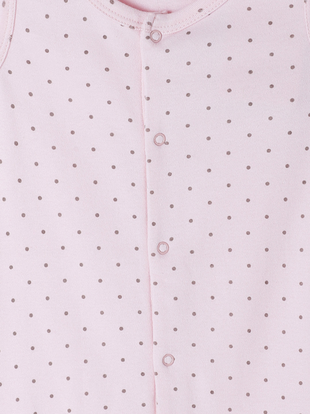 Milou Kids Cotton Bio Washed Polka Dot Printed Romper for Girls - Pink