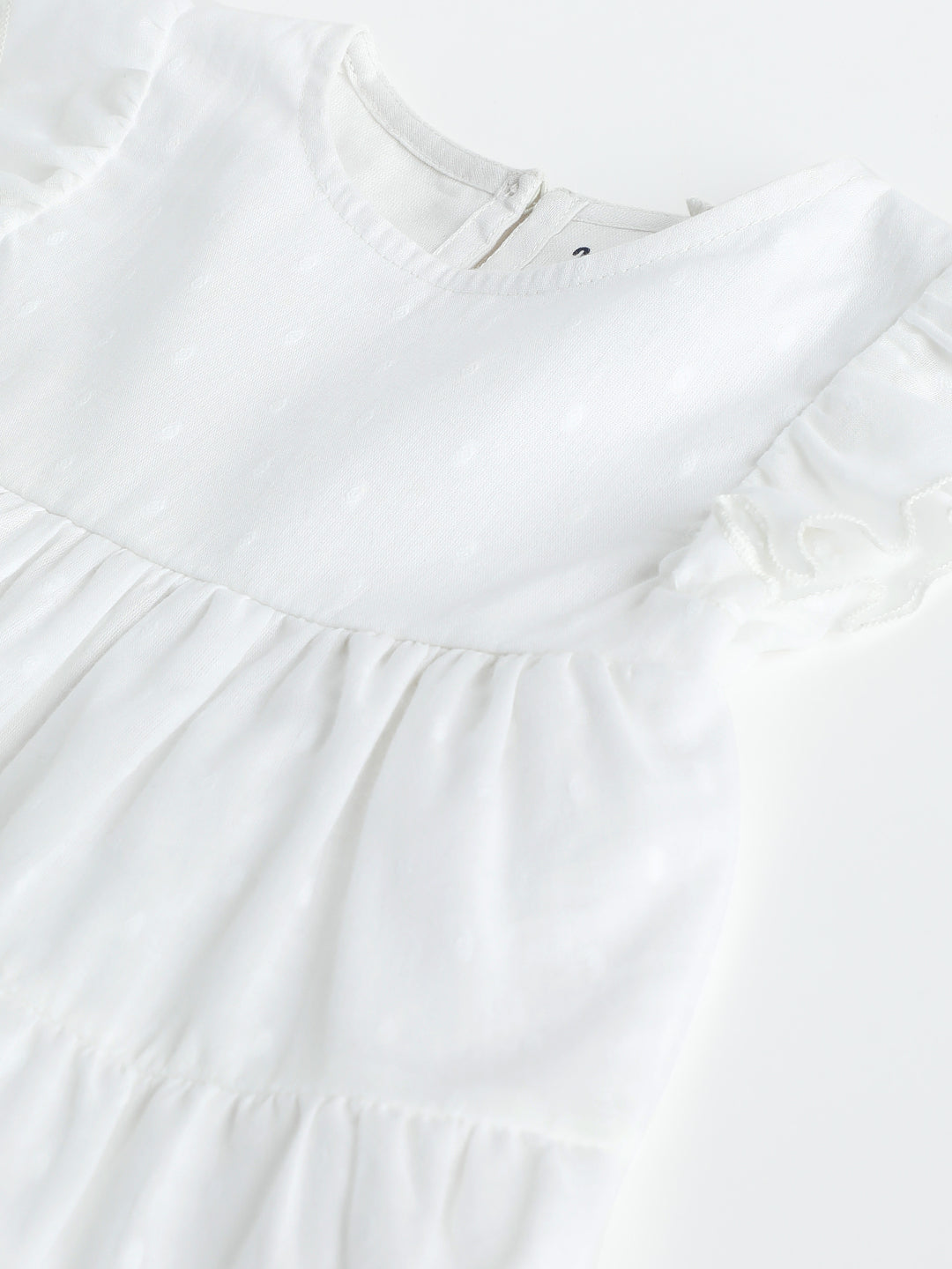 Milou Girls 3 Tier Swiss Dot Dress White