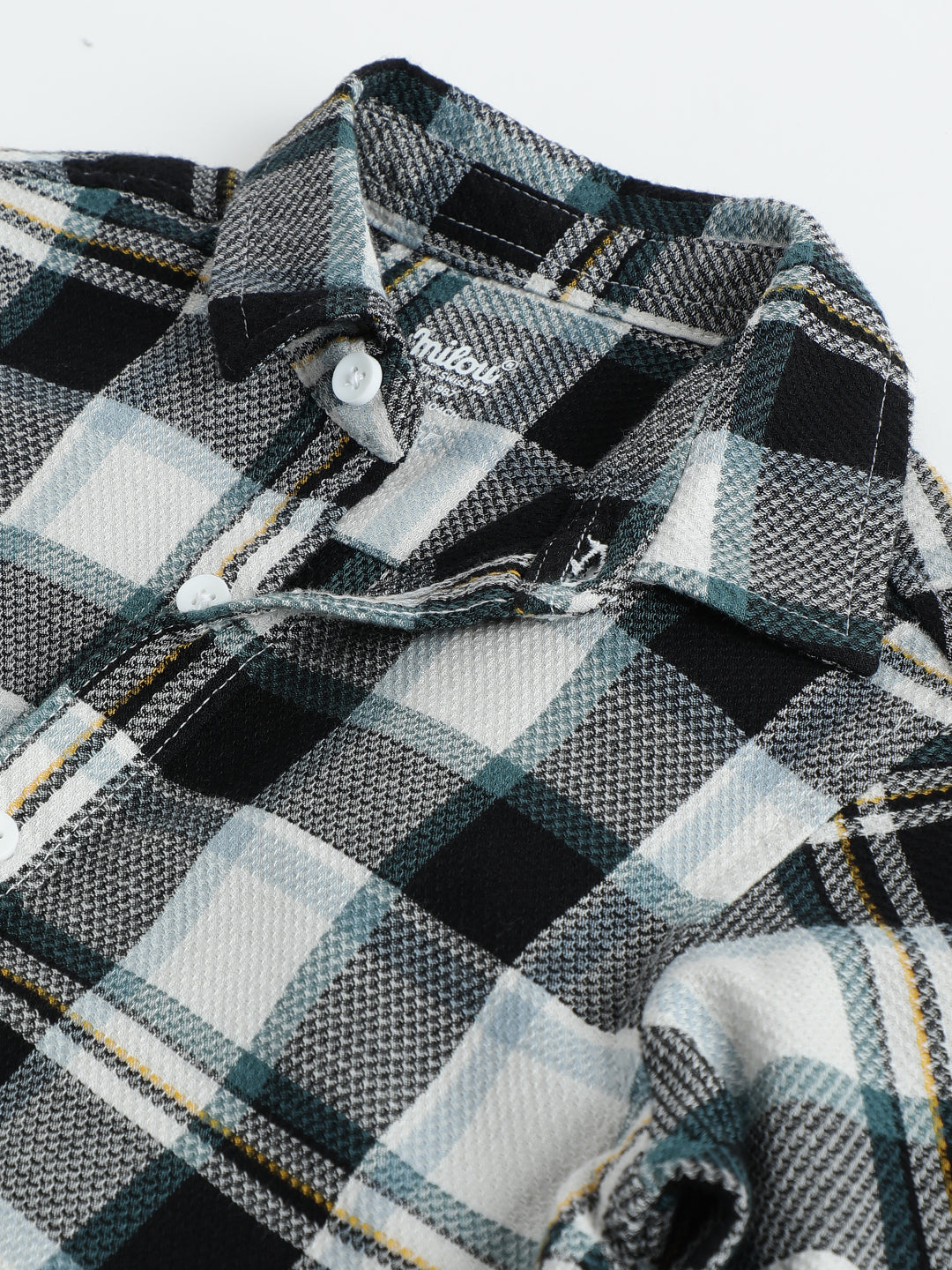 Milou Boys Full Sleeve Checked Bio-Washed Shirt Black & White Check
