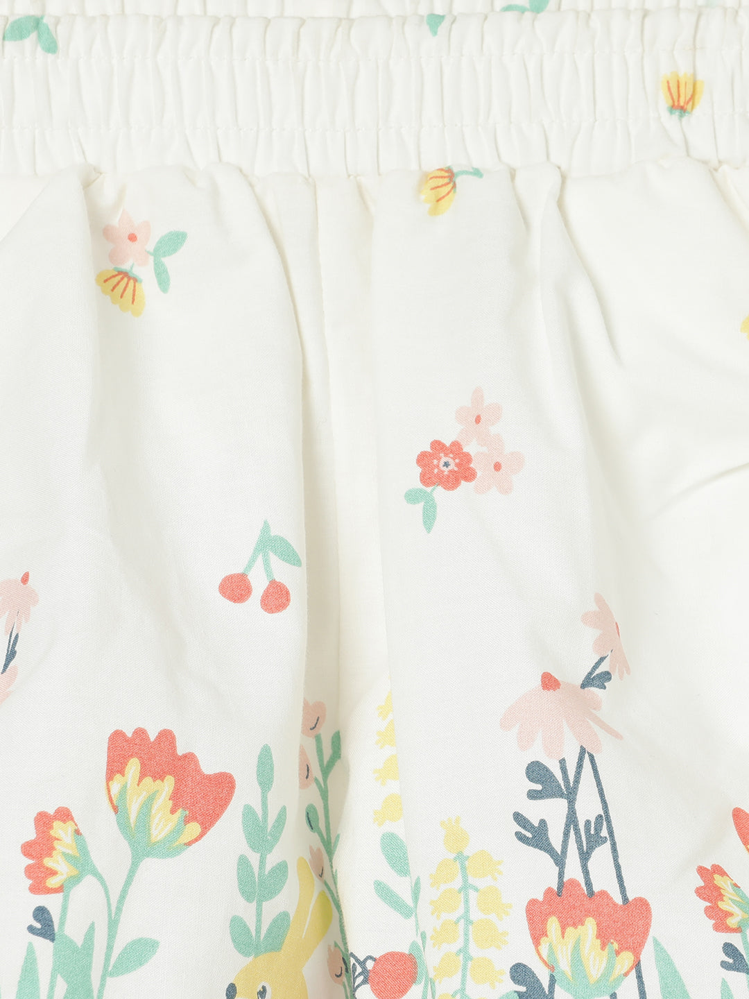 Milou Girls Cotton Printed Mid Thigh Length Shorts White Floral Print