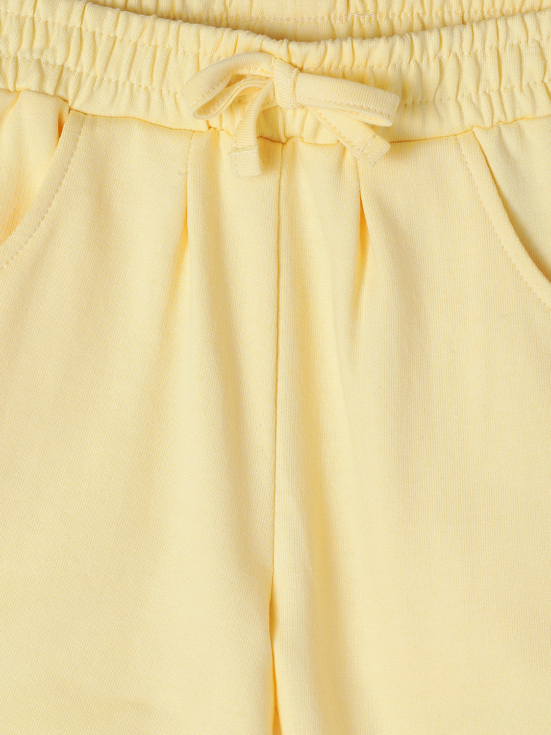 Milou Kids Cotton Solid Bio Washed Shorts for Girls - Yellow