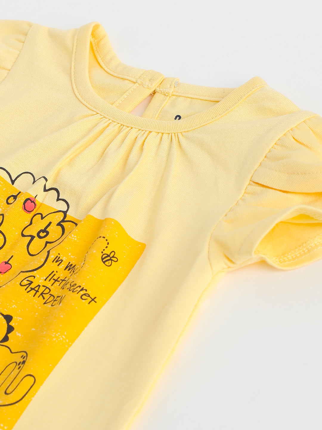 Milou Kids Cotton Bio Washed Printed Top for Girls -TGVGTS037-GLDHZ