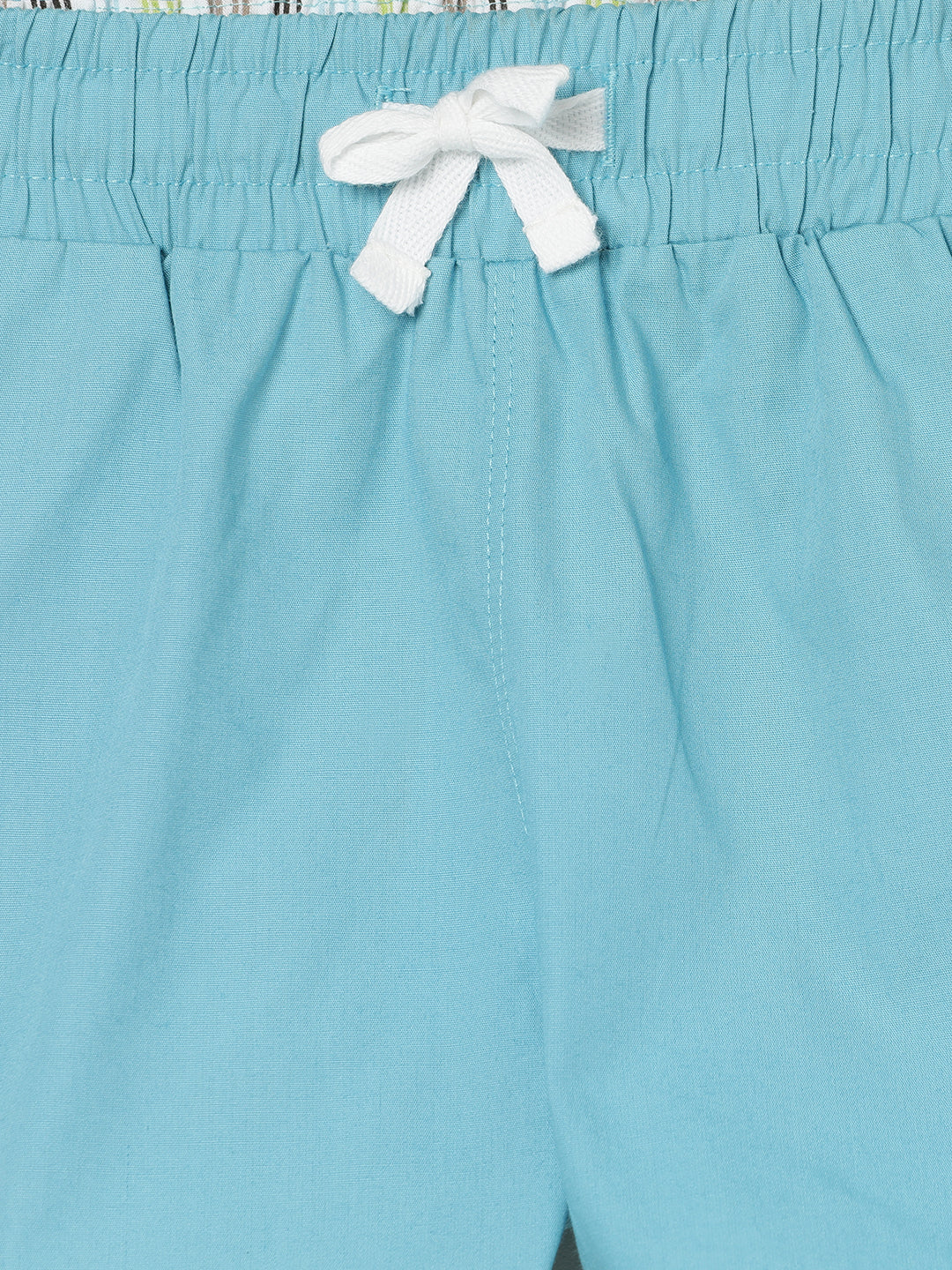 Milou Kids Cotton Solid Bio Washed Boys Shorts for Boys -Teal