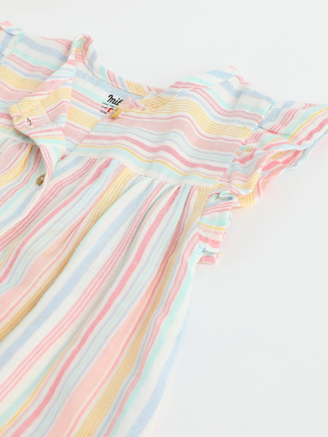 Milou Girls Cotton Striped Dress Pastel Stripe