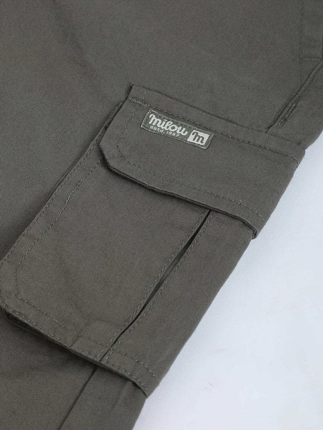 Milou Boys Dark Olive Cotton Poplin Cargo Pants