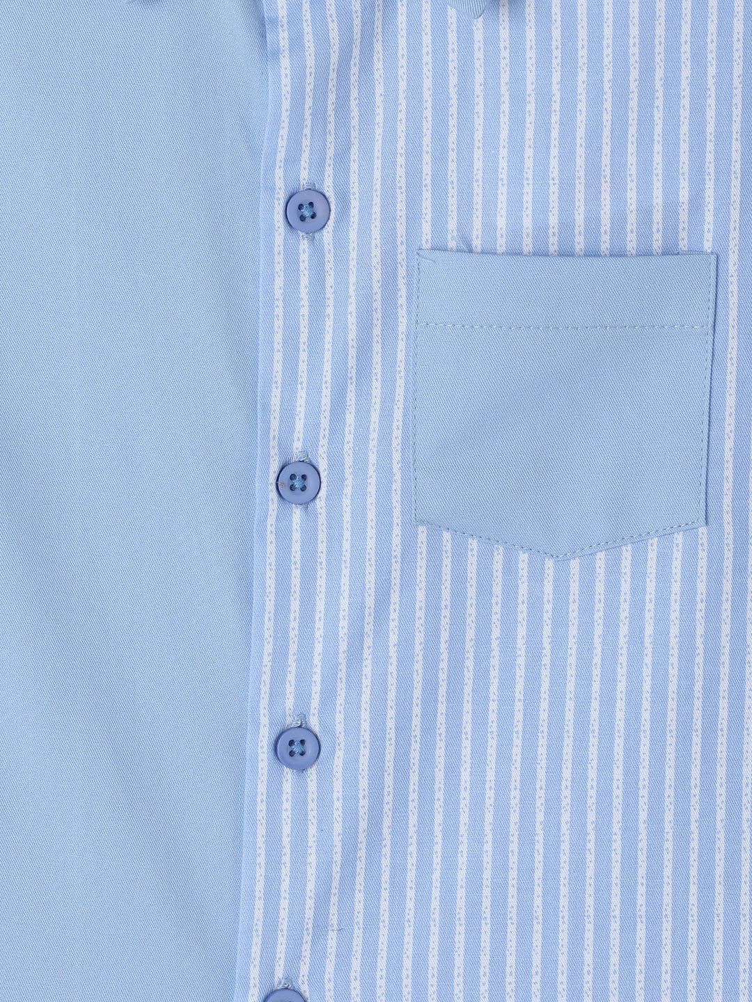 Milou Kids Cotton Half Sleeves Striped Bio Washed Shirt for Boys -Blue