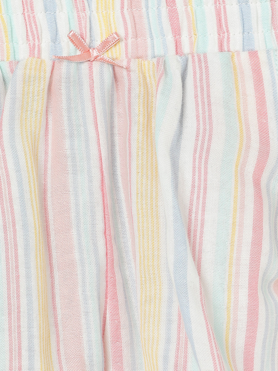 Milou Kids Cotton Bio Washed Striped Shorts for Girls -Y/D Stripes