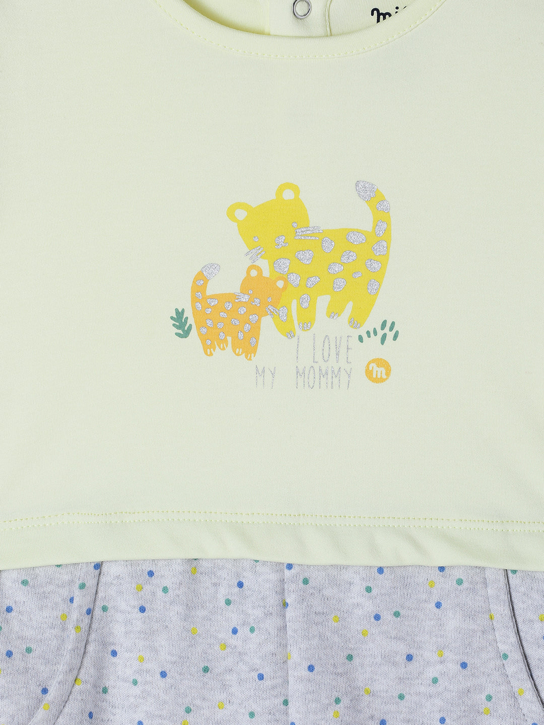 Milou Kids Cotton Bio Washed Printed Romper for Girls - Yellow