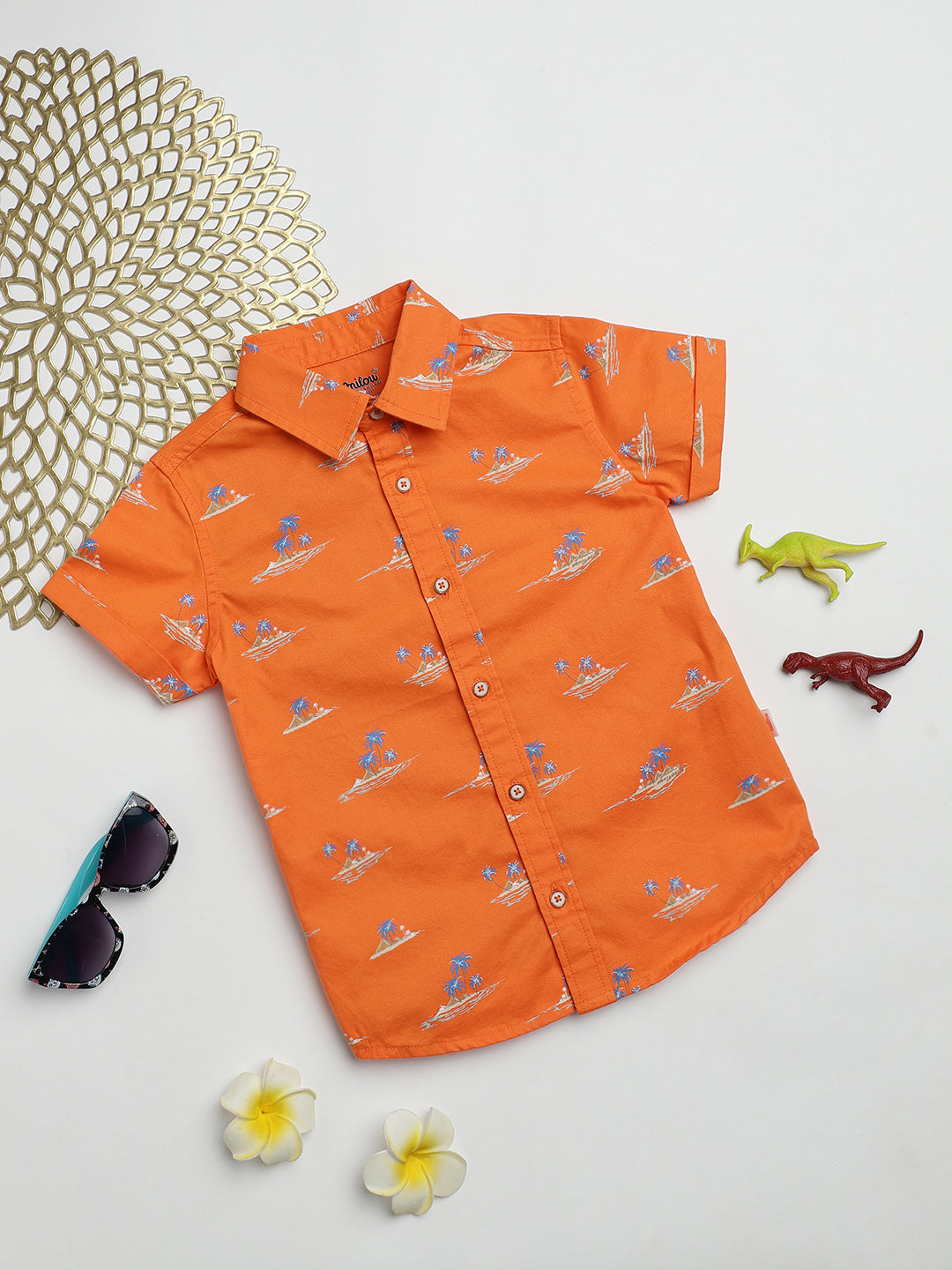 Milou Kids Cotton Half Sleeves All Over Printed Bio Washed Shirt for Boys SH-CU007