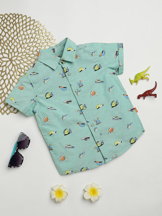Milou Kids Cotton Half Sleeves All Over Printed Bio Washed Shirt for Boys SH-CU007