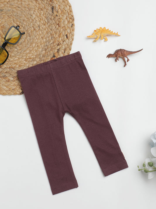 Milou Kids Cotton Solid Full Length Bio Washed Pants for Girls -Purple