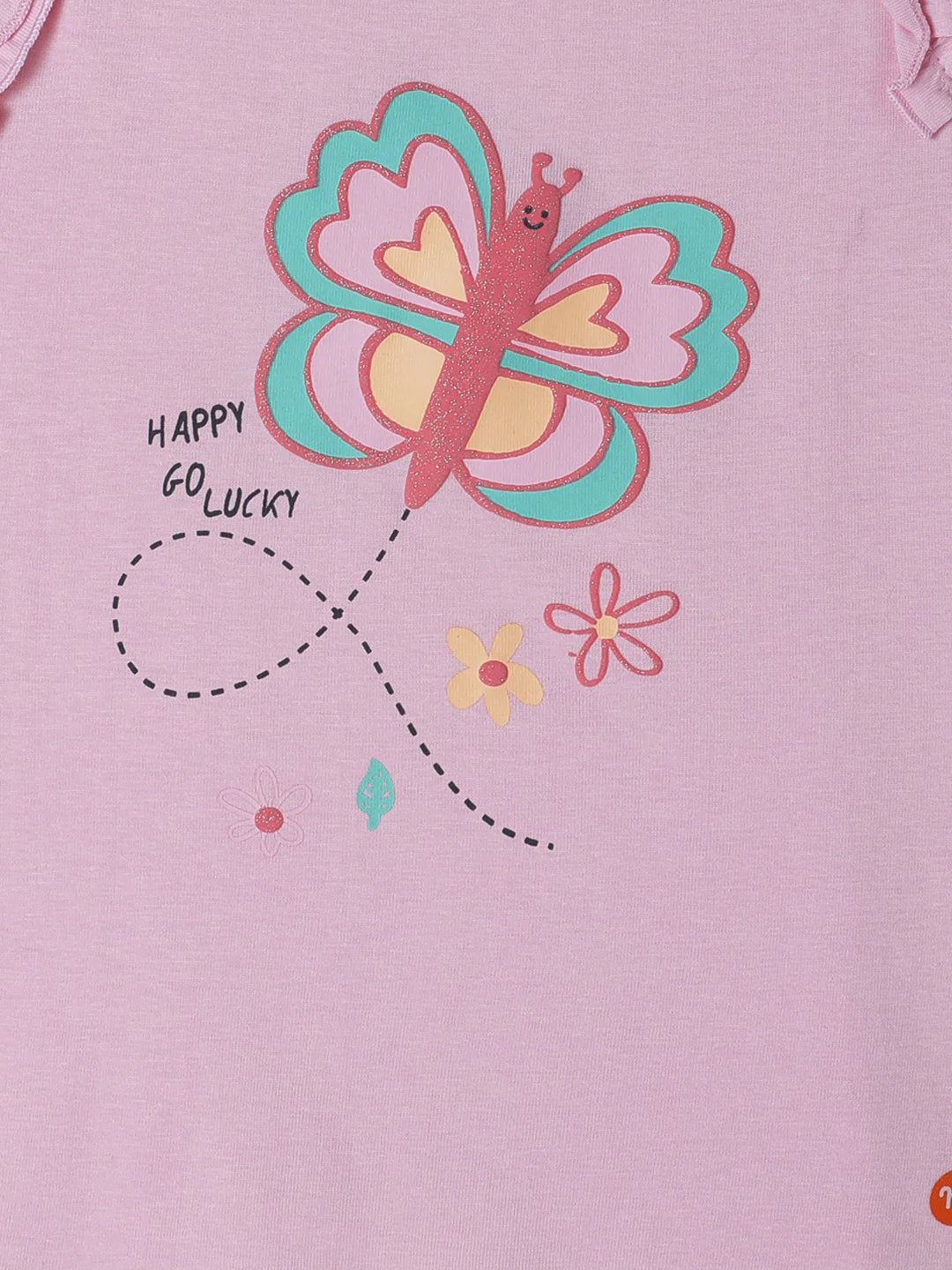 Milou Baby Girls Pink Sleeveless Cotton Top Butterfly Print