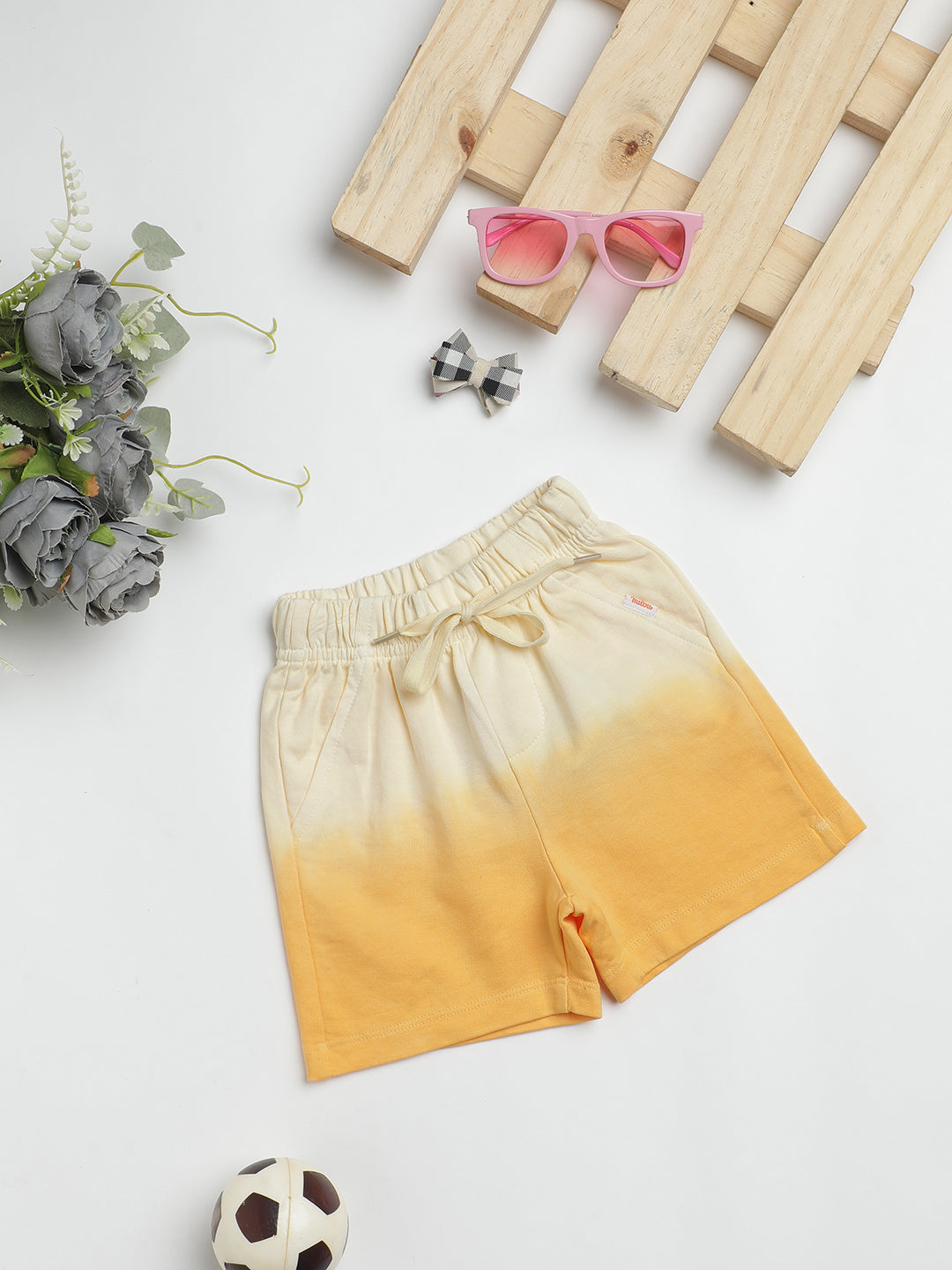 Milou Kids Cotton Ombre Knee Length Bio Washed Shorts for Boys TBNCSH045